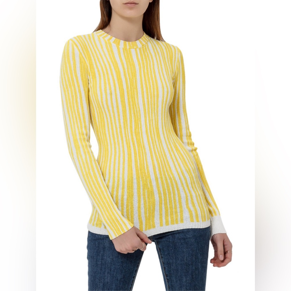NWT Calvin Klein 205W39NYC Striped Rib-Knit Sweater Yellow Size S